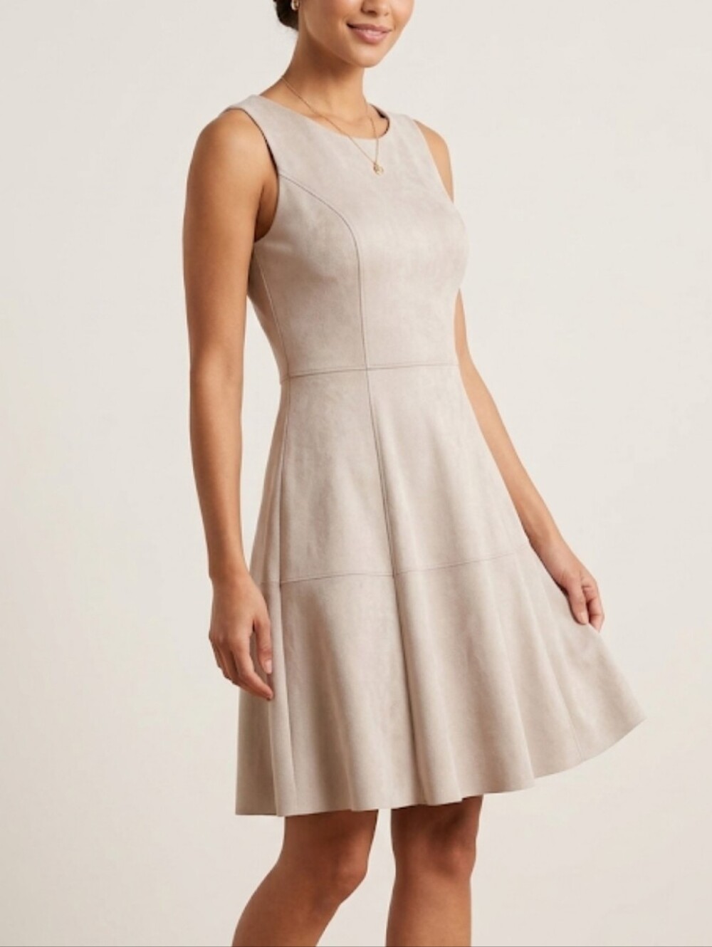 Chic Beige Sleeveless Mini Dress